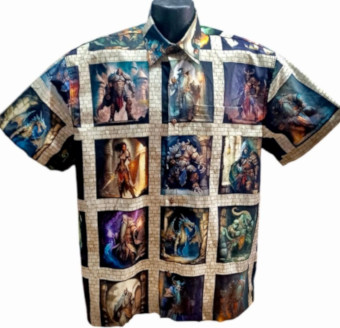 Wizards and Warriors Hawaiian Shirt- Made in USA- Cotton